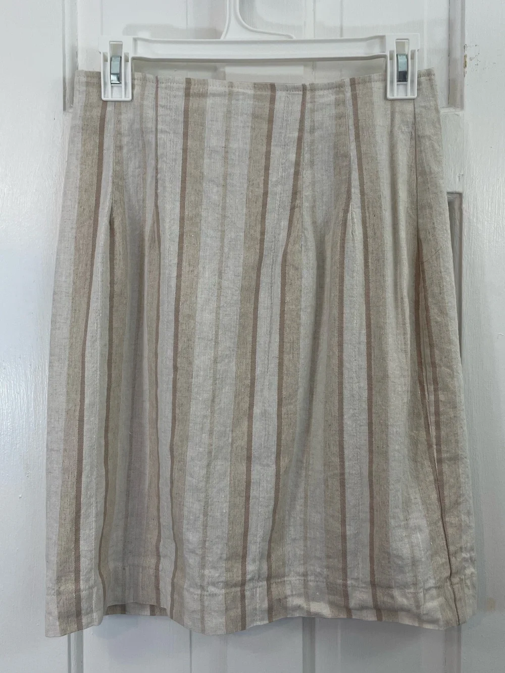 VTG Linen Blend Striped Cream Beige Wrap Skirt State of the Art Women’s Small